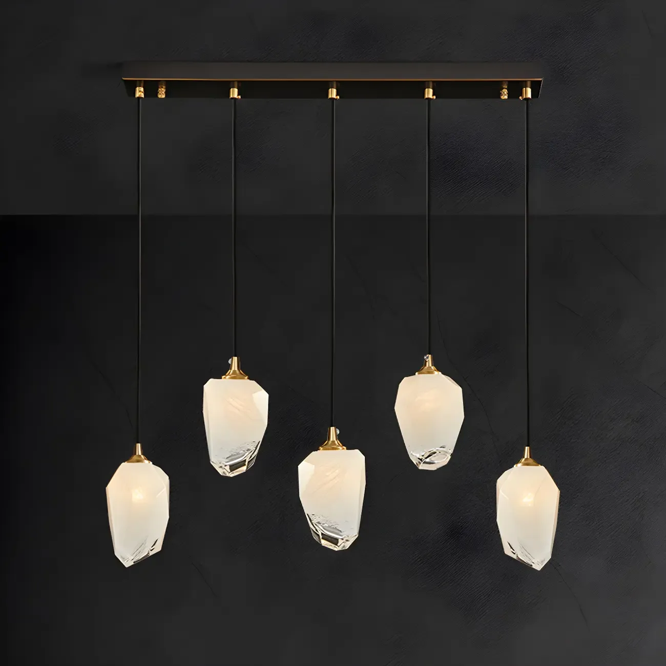 Large Modern Gold Glass Pendant Light for Kitchen Island Image - 6