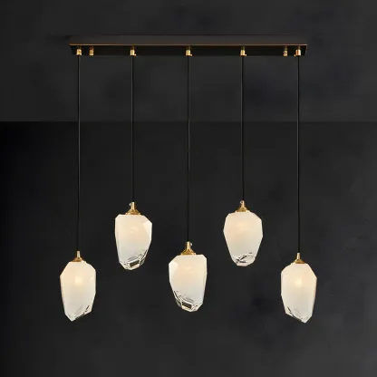 Large Modern Gold Glass Pendant Light for Kitchen Island Image - 6
