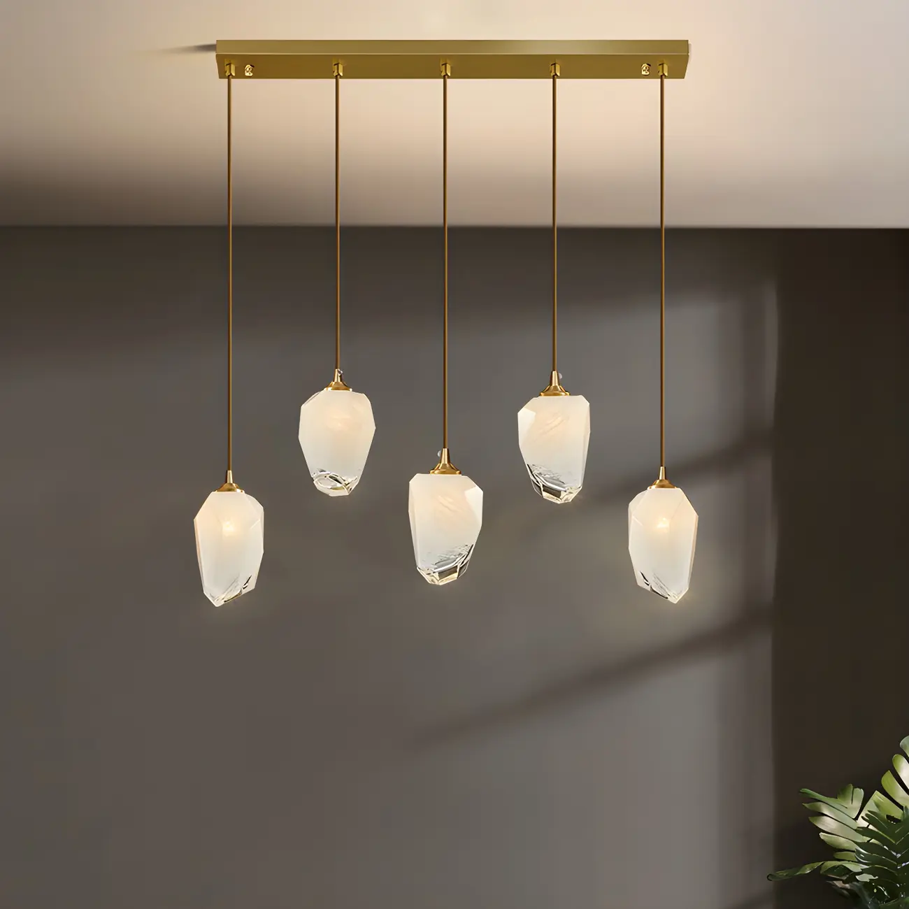 Large Modern Gold Glass Pendant Light for Kitchen Island Image - 7 | homeyfad