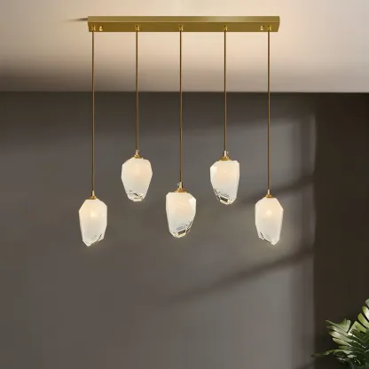 Large Modern Gold Glass Pendant Light for Kitchen Island Image - 7
