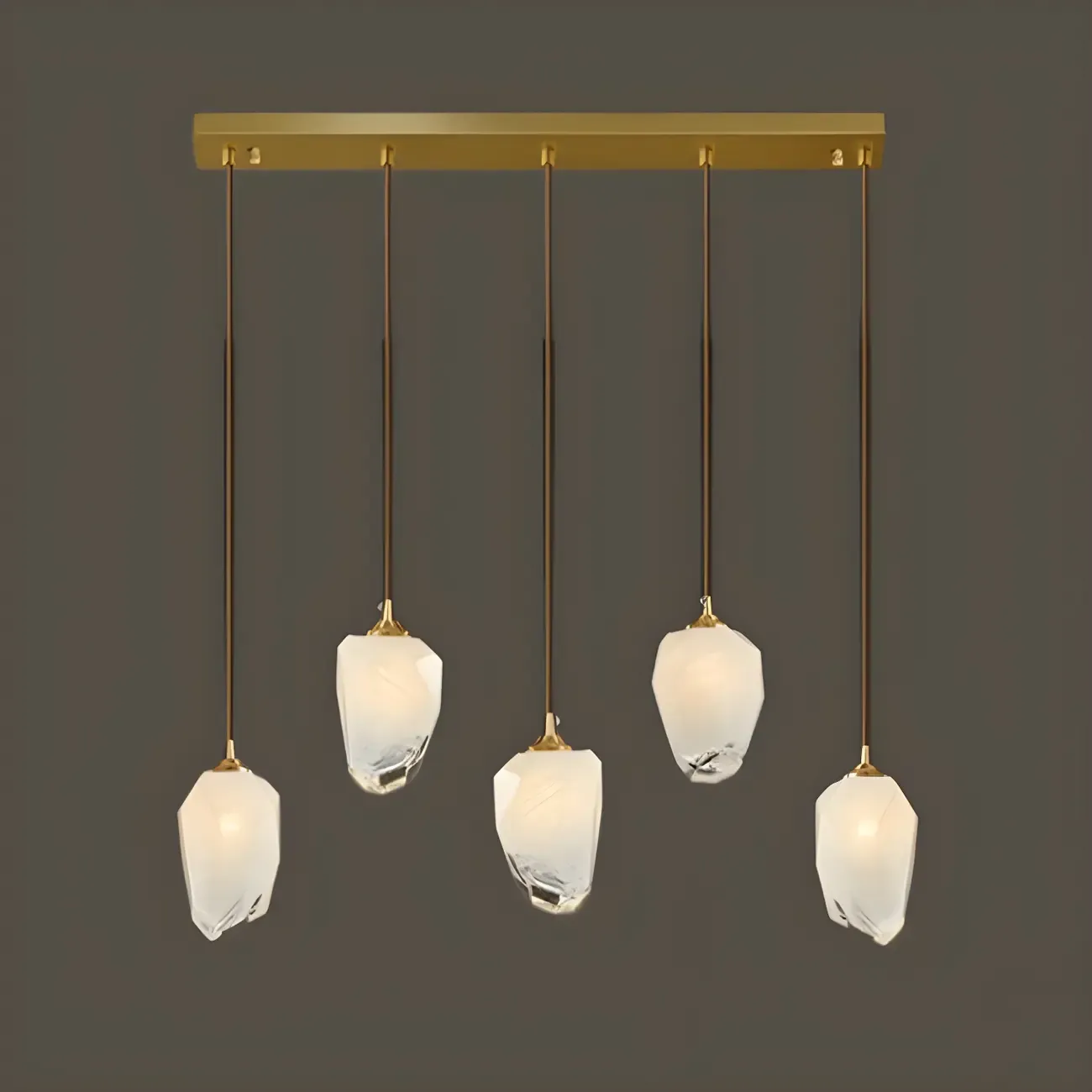 Large Modern Gold Glass Pendant Light for Kitchen Island Image - 8