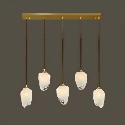 Large Modern Gold Glass Pendant Light for Kitchen Island Image - 8