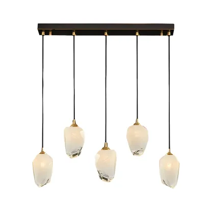 Large Modern Gold Glass Pendant Light for Kitchen Island Image - 9