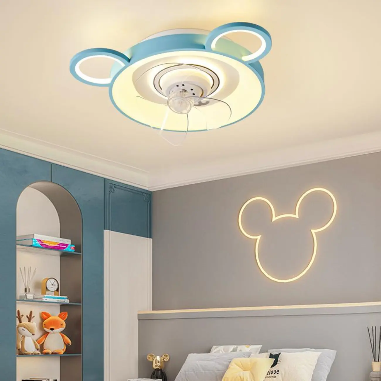 Kids Room Cute Bear Shaped Ceiling Fan with Lights Image - 2 | homeyfad