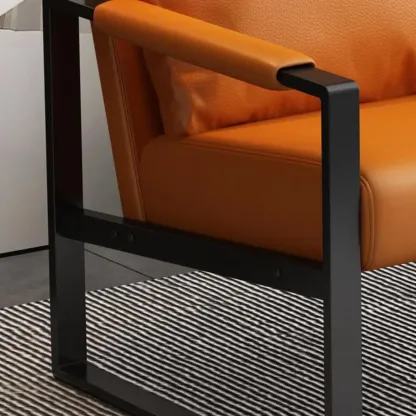 Orange Modern Pillow Back Sled Base Arm Chair Image - 5