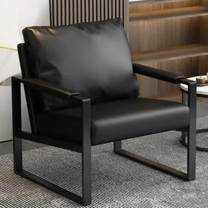 Orange Modern Pillow Back Sled Base Arm Chair Image - 3