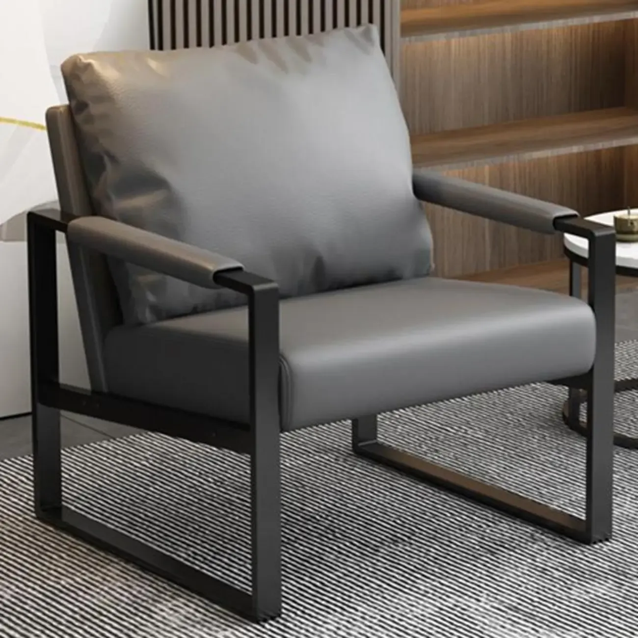 Orange Modern Pillow Back Sled Base Arm Chair Image - 7