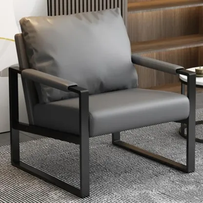 Orange Modern Pillow Back Sled Base Arm Chair Image - 7