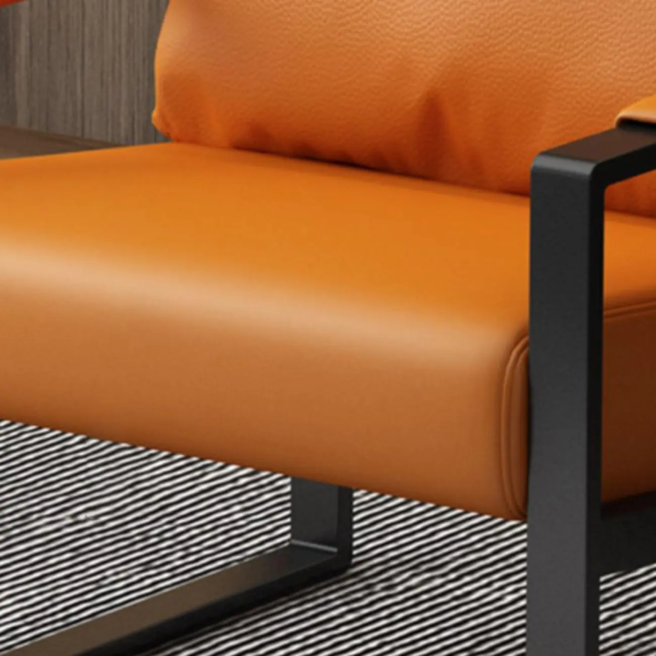 Orange Modern Pillow Back Sled Base Arm Chair Image - 8 | homeyfad