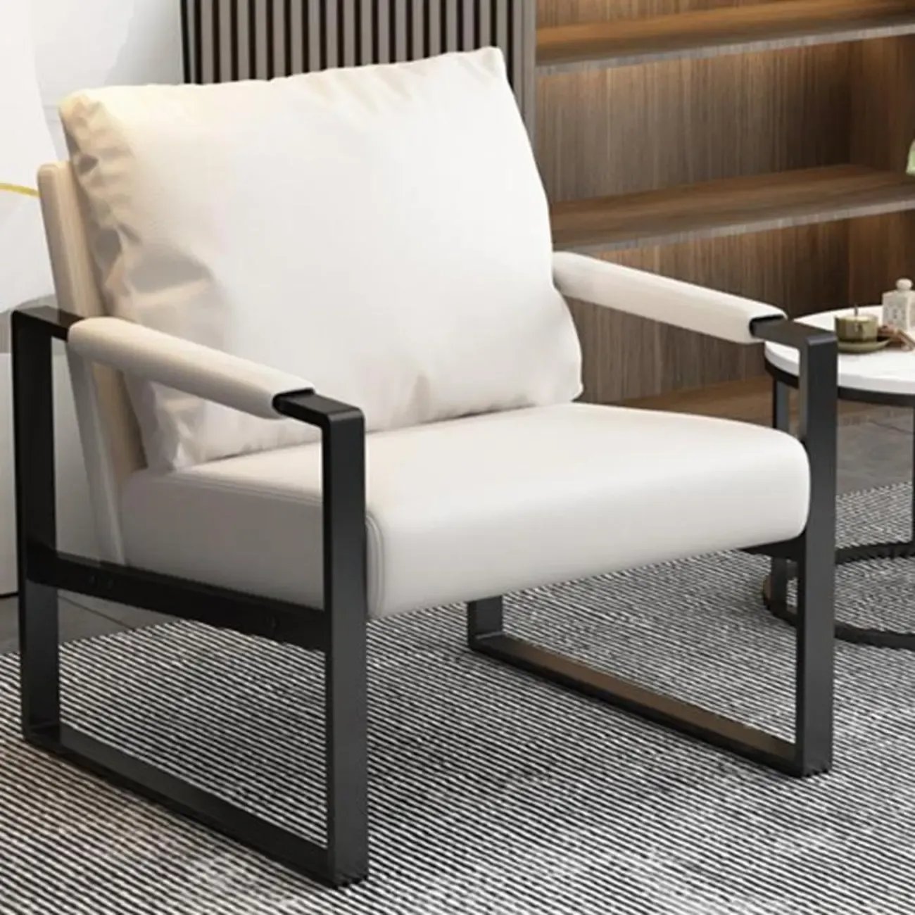 Orange Modern Pillow Back Sled Base Arm Chair Image - 9