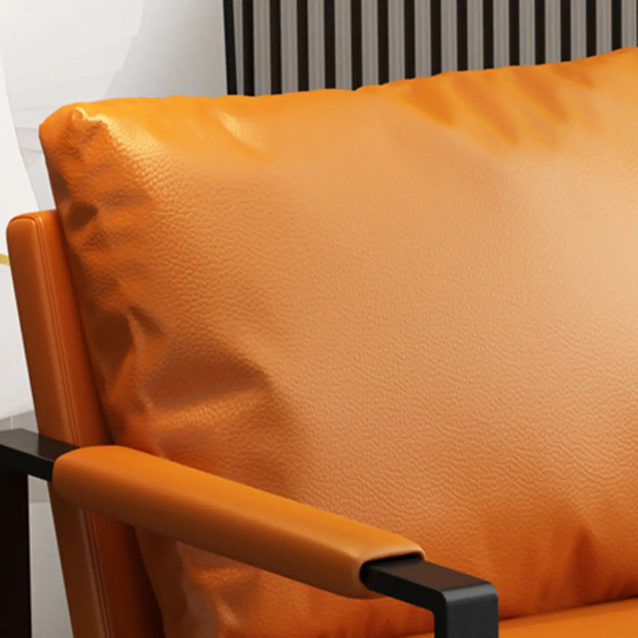 Orange Modern Pillow Back Sled Base Arm Chair Image - 15 | homeyfad