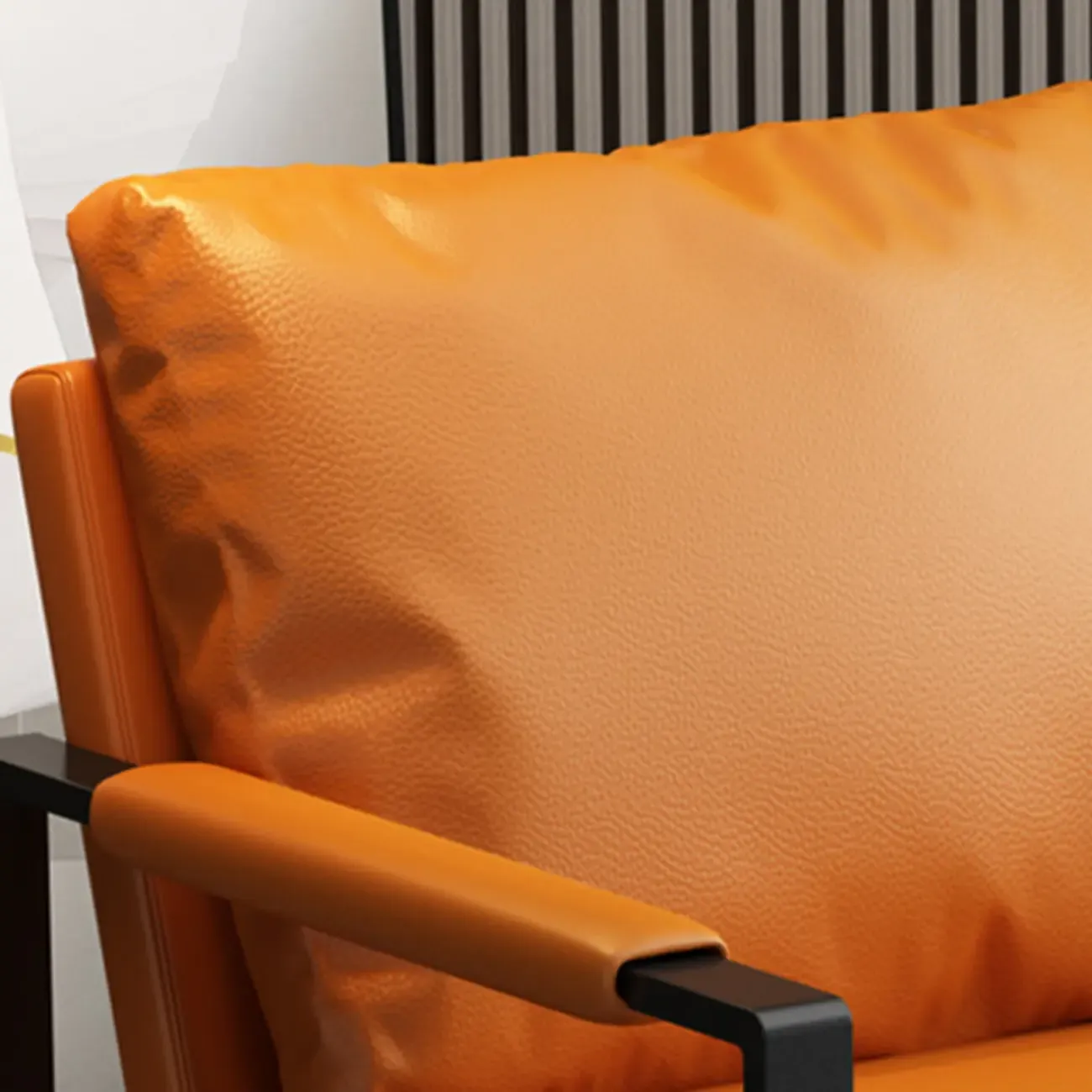 Orange Modern Pillow Back Sled Base Arm Chair Image - 10