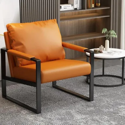 Orange Modern Pillow Back Sled Base Arm Chair Image - 12