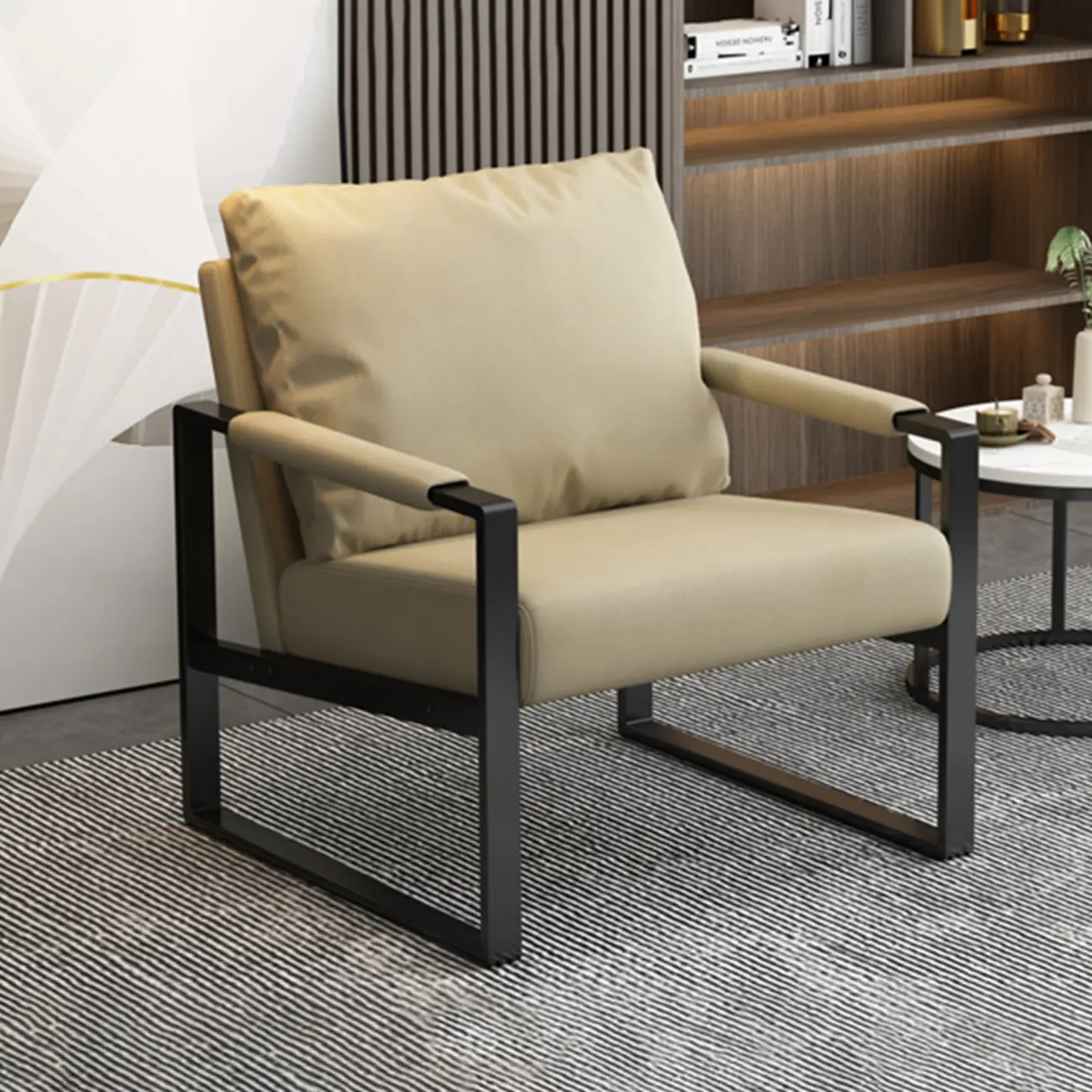 Orange Modern Pillow Back Sled Base Arm Chair Image - 20 | homeyfad