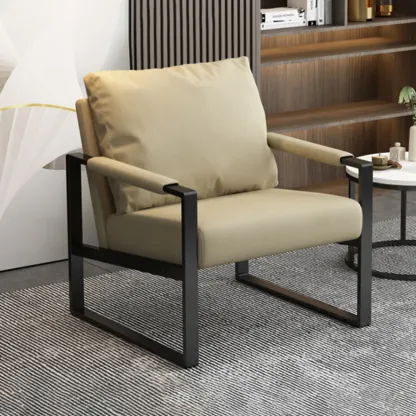 Orange Modern Pillow Back Sled Base Arm Chair Image - 16