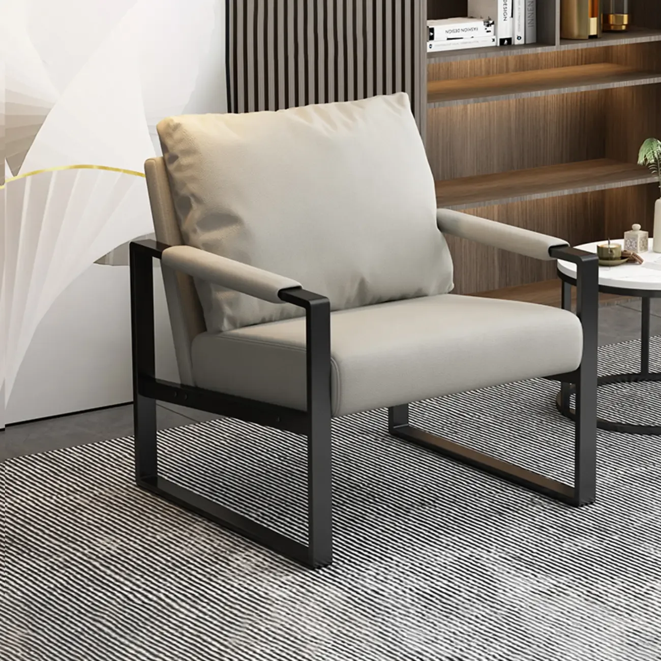 Orange Modern Pillow Back Sled Base Arm Chair Image - 17