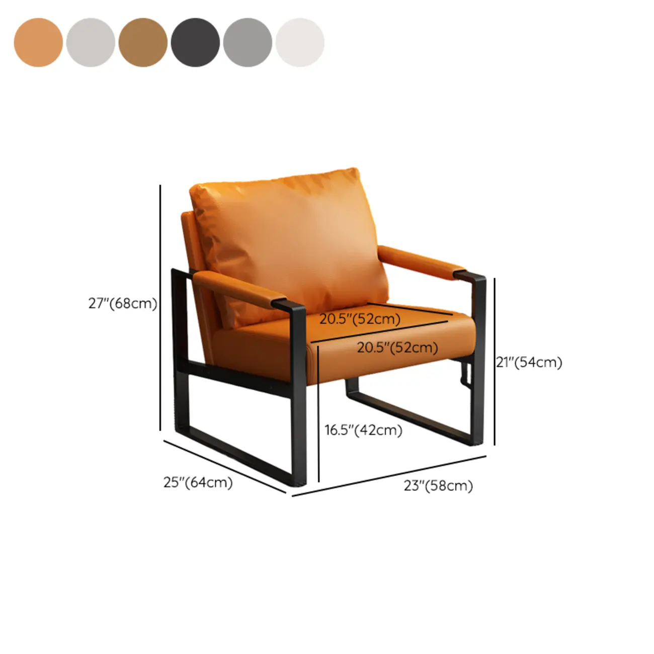 Orange Modern Pillow Back Sled Base Arm Chair Image - 26 | homeyfad