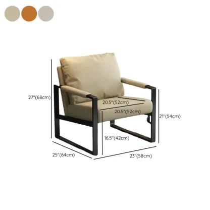 Orange Modern Pillow Back Sled Base Arm Chair Image - 20