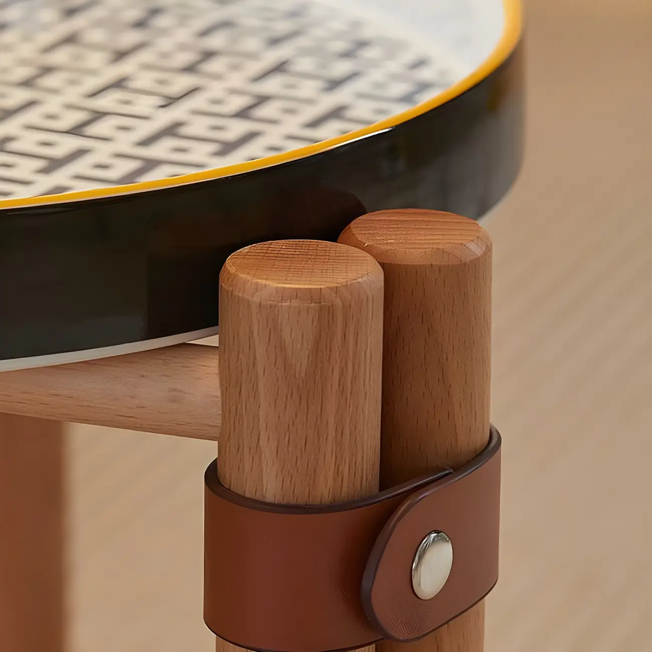 Scandinavian Round End Table with Ceramic Tray Top Image - 9 | homeyfad