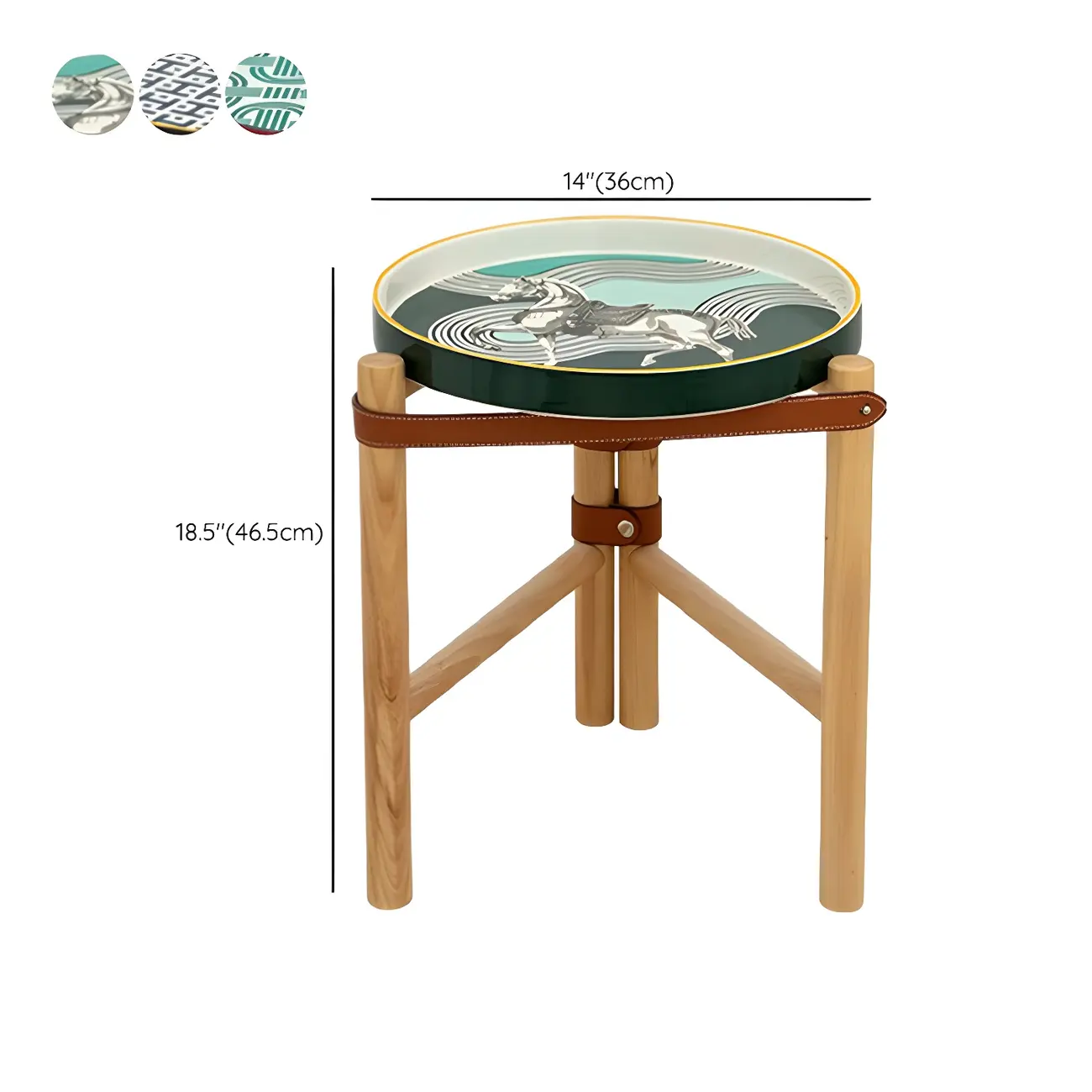 Scandinavian Round End Table with Ceramic Tray Top #size | homeyfad