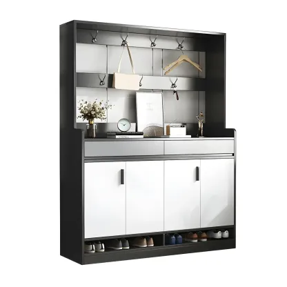 Modern Grey Shoe Cabinet with Open Base Storage Image - 4