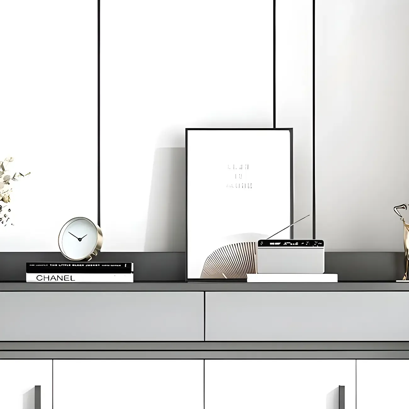 Modern Grey Shoe Cabinet with Open Base Storage Image - 14