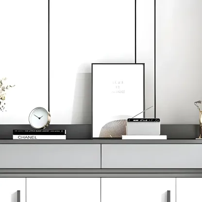 Modern Grey Shoe Cabinet with Open Base Storage Image - 14