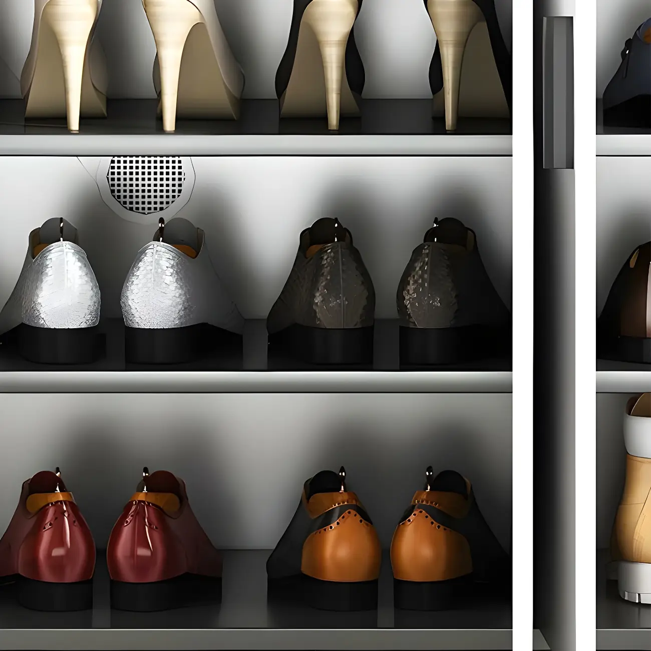 Modern Grey Shoe Cabinet with Open Base Storage Image - 16 | homeyfad