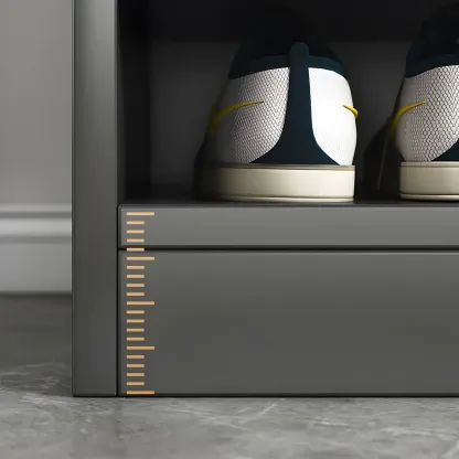 Modern Grey Shoe Cabinet with Open Base Storage Image - 18