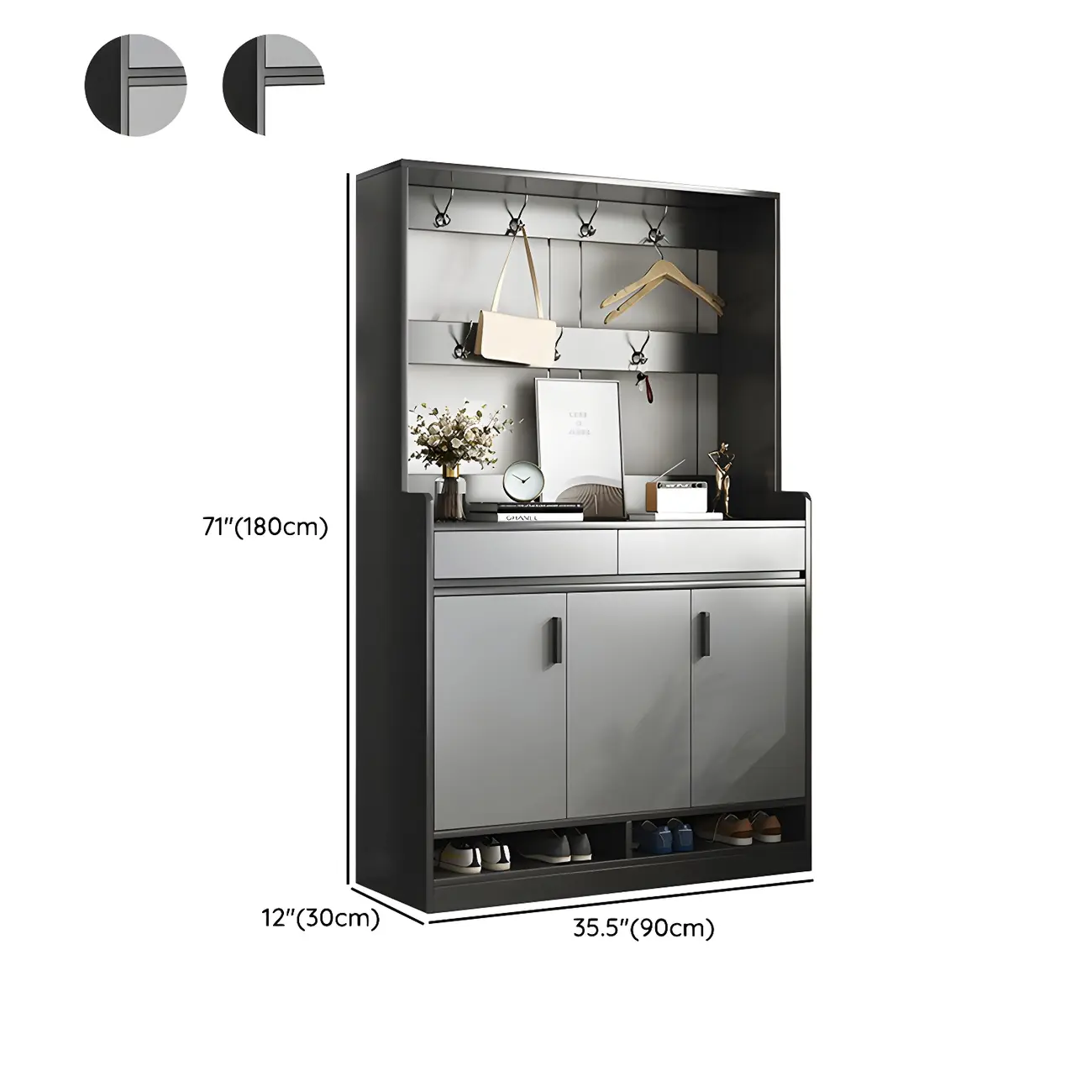 Modern Grey Shoe Cabinet with Open Base Storage Image - 20 | homeyfad