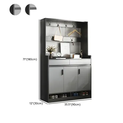 Modern Grey Shoe Cabinet with Open Base Storage Image - 20