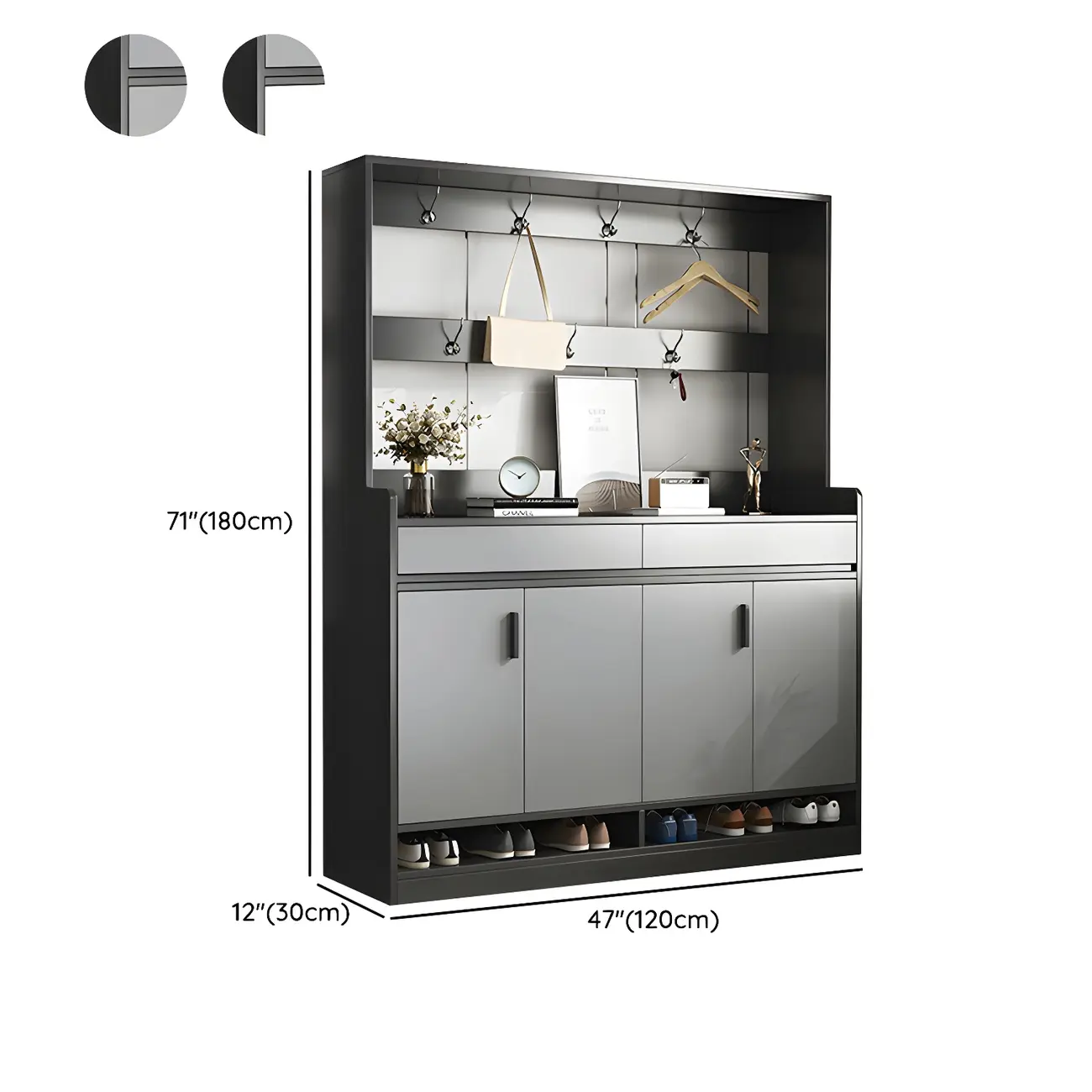 Modern Grey Shoe Cabinet with Open Base Storage Image - 21 | homeyfad