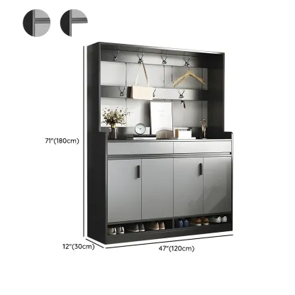 Modern Grey Shoe Cabinet with Open Base Storage Image - 21