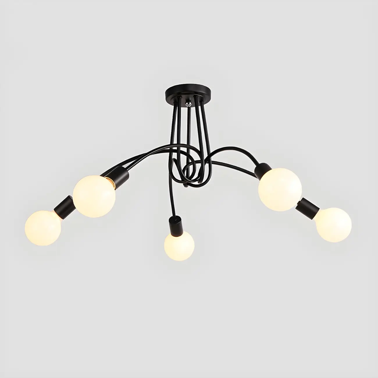 Industrial Metal LED Semi Flush Ceiling Light for Bedroom Image - 4 | homeyfad