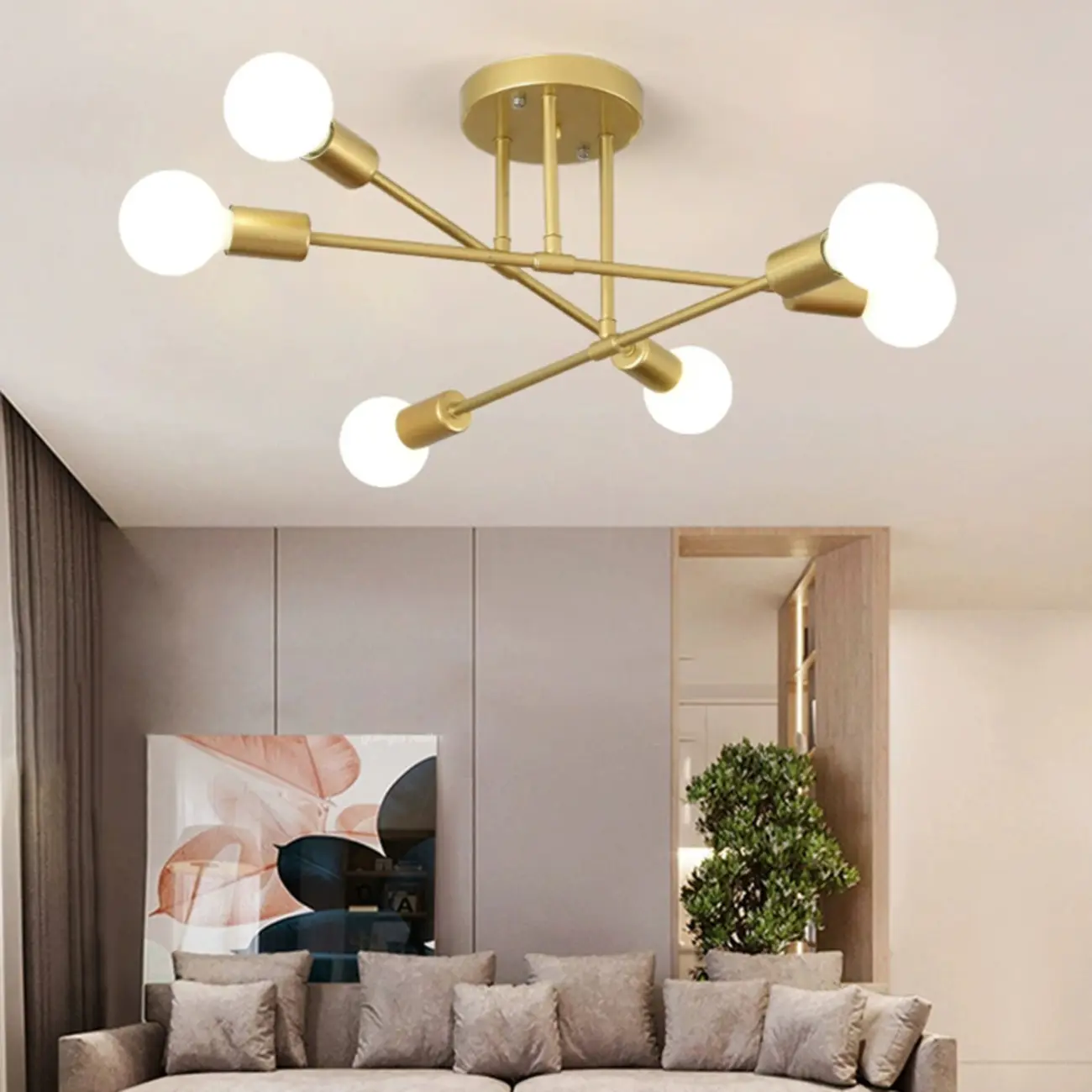 Industrial Metal LED Semi Flush Ceiling Light for Bedroom Image - 2 | homeyfad