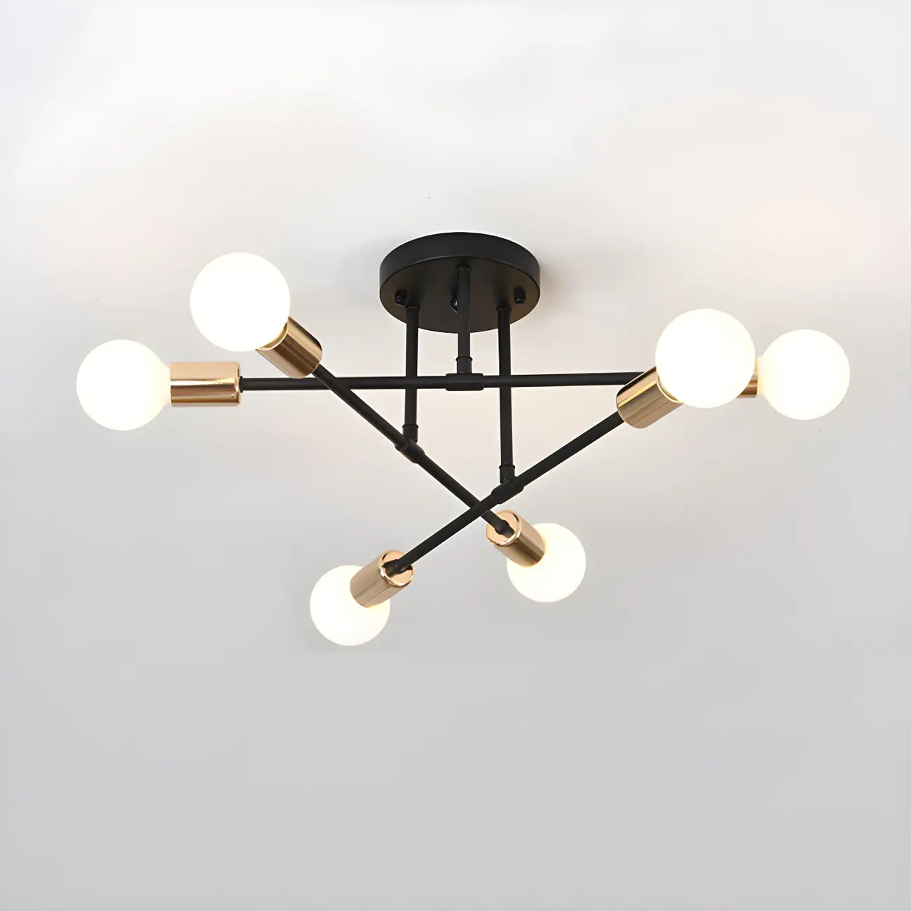 Industrial Metal LED Semi Flush Ceiling Light for Bedroom Image - 9 | homeyfad