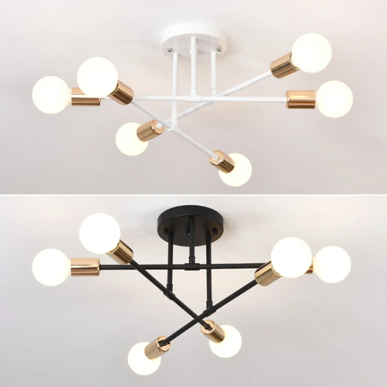 Industrial Metal LED Semi Flush Ceiling Light for Bedroom Image - 12 | homeyfad
