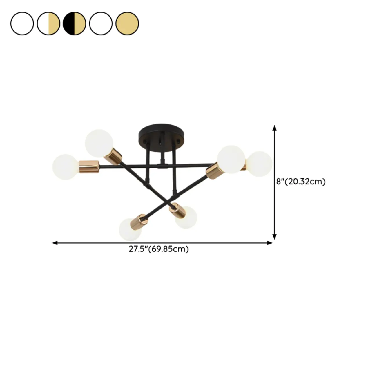 Industrial Linear Semi Flush LED Ceiling Light for Bedroom #size