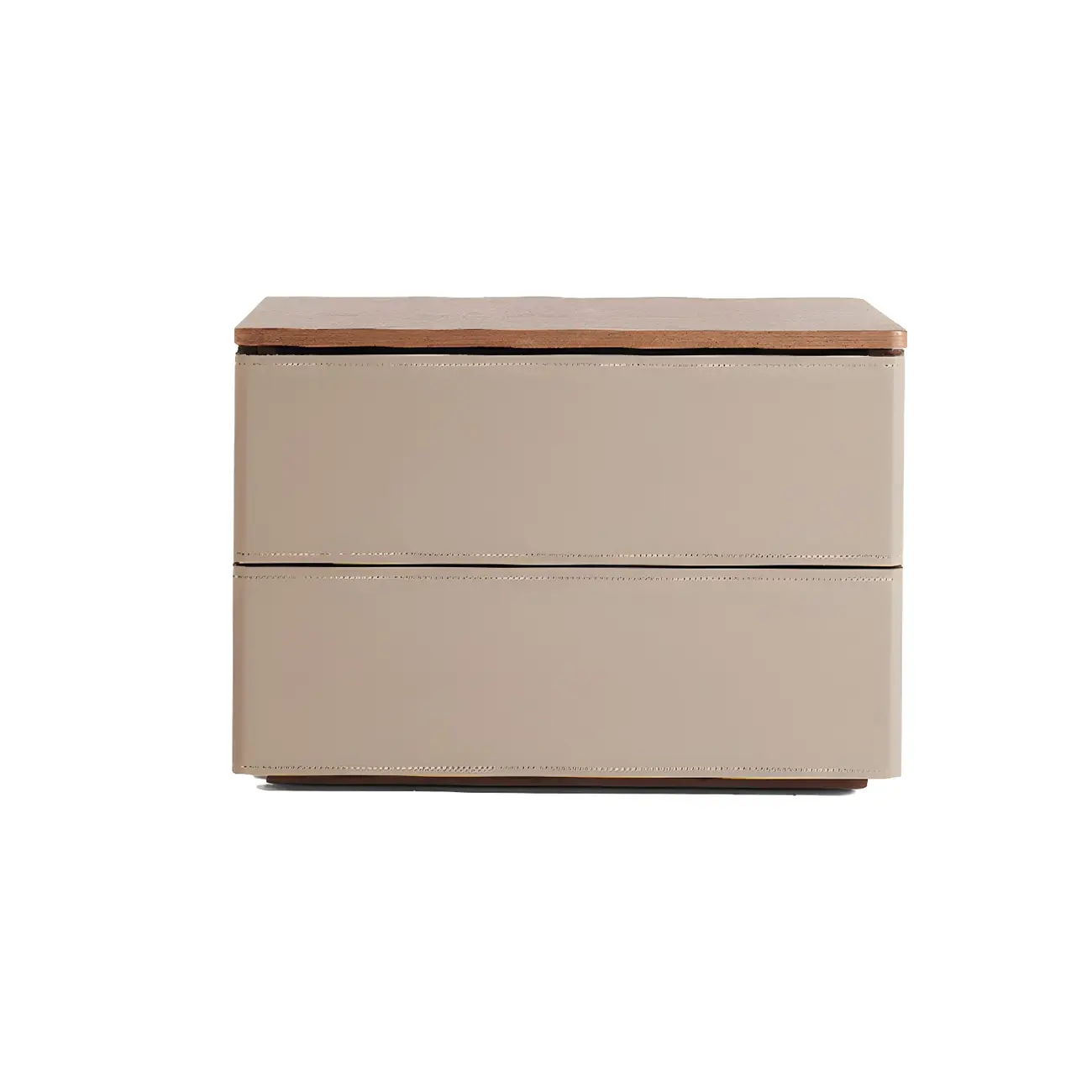 Modern Wood Top Leather Dual-Tone 2 Drawers Nightstand Image - 7 | homeyfad