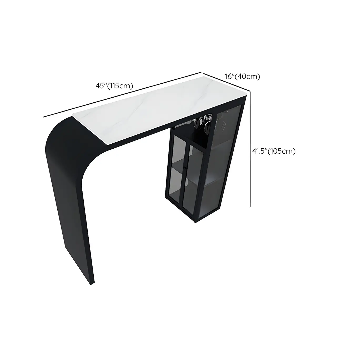 Modern White Stone Top Metal Bar Table with Storage Image - 8 | homeyfad