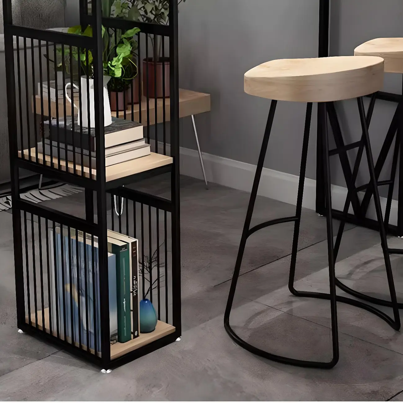 Modern Natural Wooden Metal Storage Bar Tables Image - 4 | homeyfad