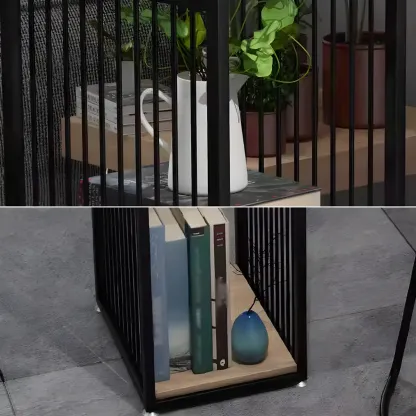 Modern Natural Wooden Metal Storage Bar Tables Image - 6