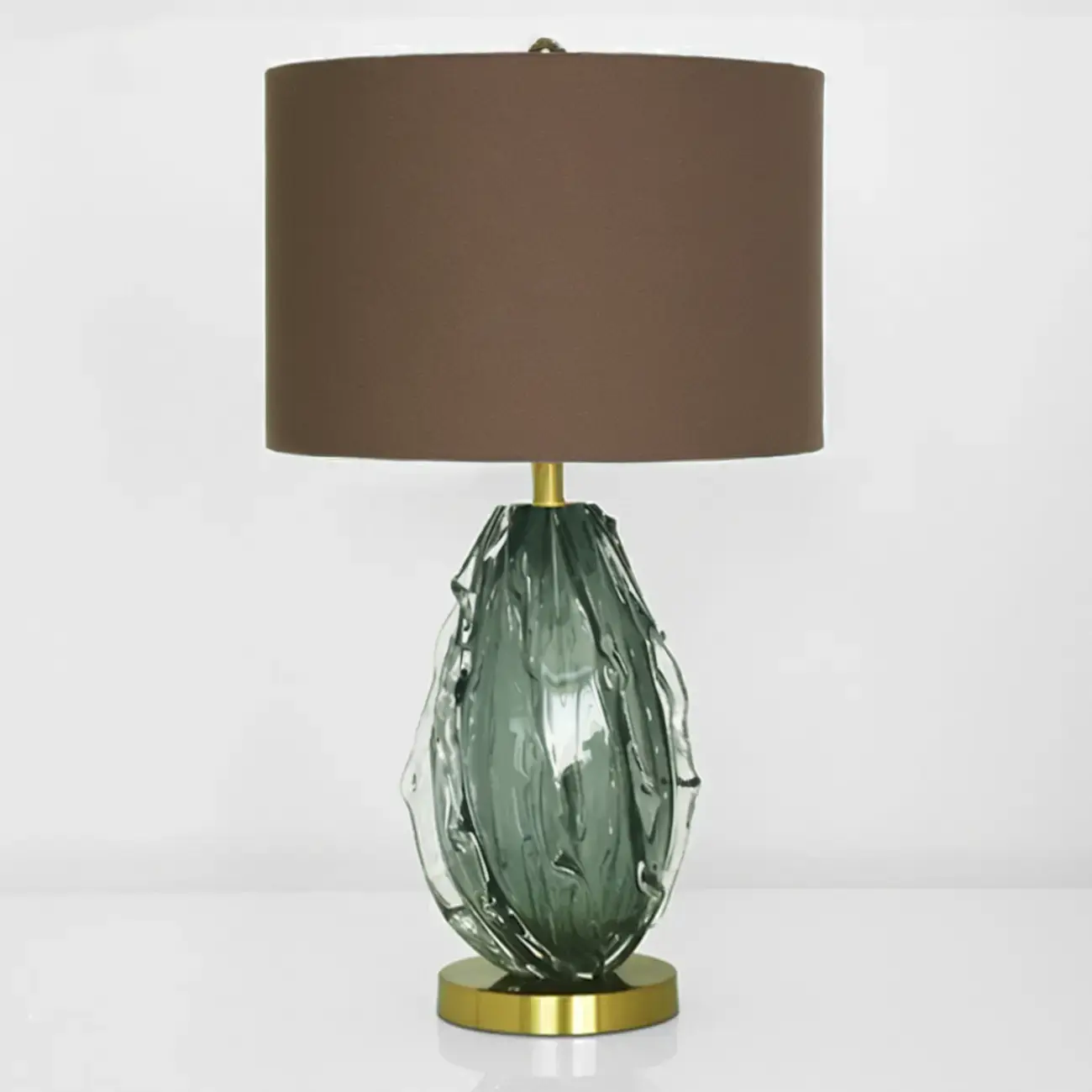 Modern Green Glass Table Lamp with Fabric Shape Image - 5 | homeyfad