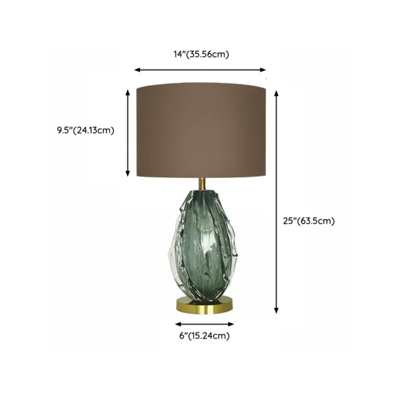 Modern Green Glass Table Lamp with Fabric Shape Image - 9 | homeyfad