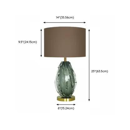 Modern Green Glass Table Lamp with Fabric Shape Image - 9