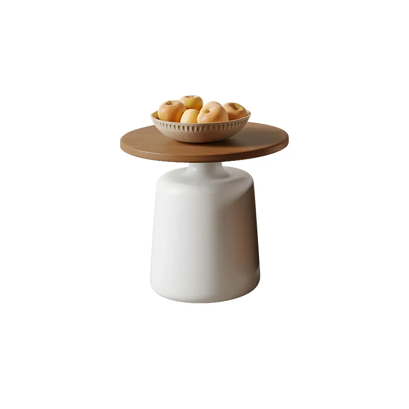 Modern Round Wood Brown Coffee Table with Storage Image - 9