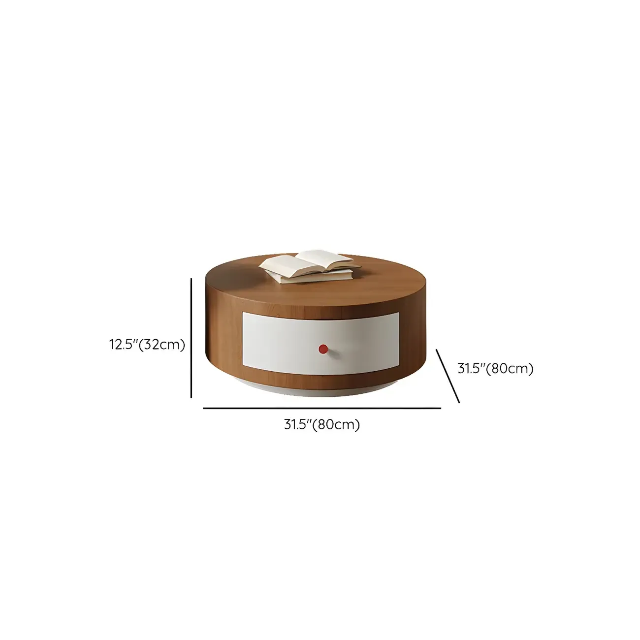 Modern Round Wood Brown Coffee Table with Storage Image - 14