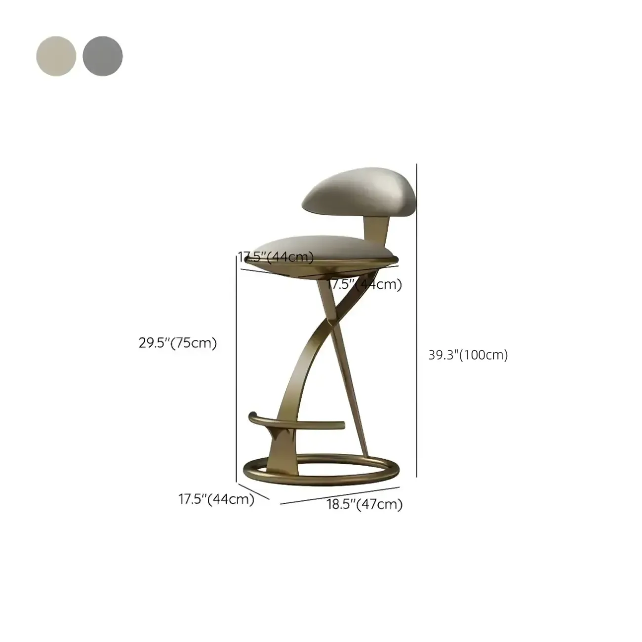 Luxury Gold Metal Frame Sleek Beige Leather Bar Stool Image - 9