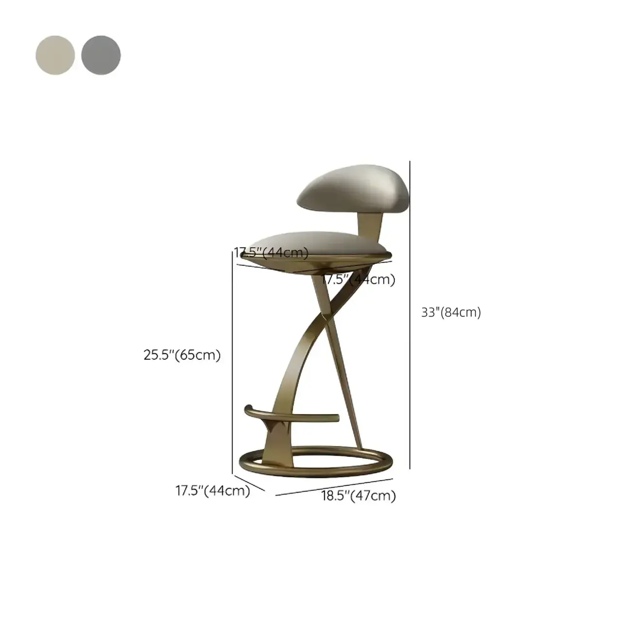 Luxury Gold Metal Frame Sleek Beige Leather Bar Stool Image - 10 | homeyfad