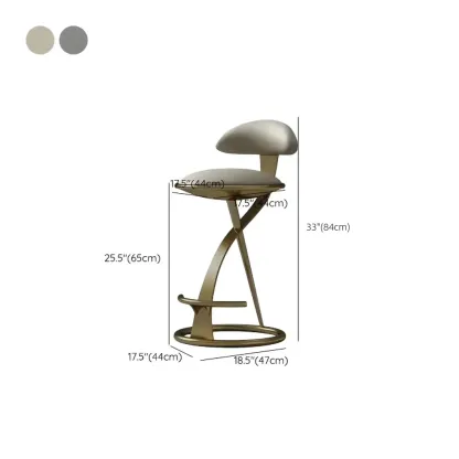 Luxury Gold Metal Frame Sleek Beige Leather Bar Stool Image - 10